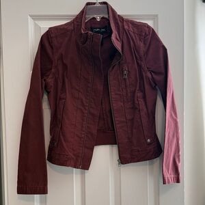 LONDONJEAN Women's Burgundy Utility Jacket